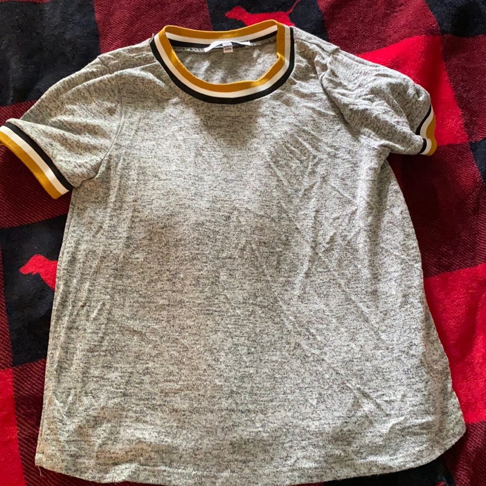 Medium Light/Dark Grey shirt w/ stripes